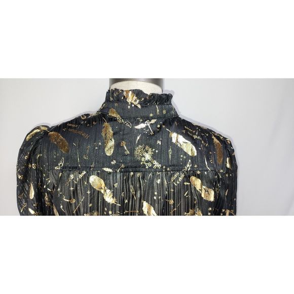 Harry Potter Women's Sheer Black Button-Up Blouse with Gold Feathers Size M - Picture 5 of 11
